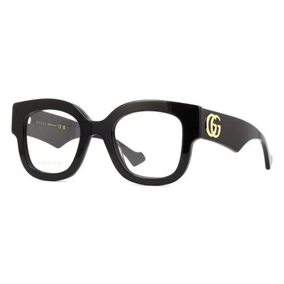 NEW GUCCI SQUARE EYEGLASSES GUCCI BLACK CLEAR EYEWEAR - Picture 1 of 3